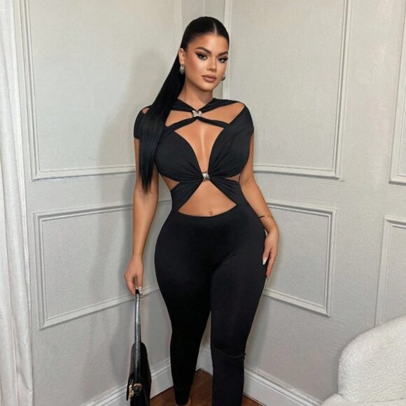 Pants - Femme Fatale Janae Cutout Party Unitard Jumpsuit